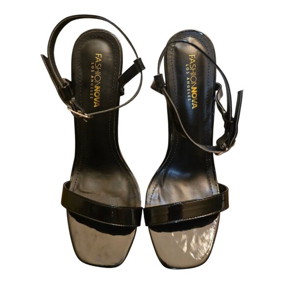 FASHION NOVA Black Block heel Ankle Strap sz 10 - Picture 6 of 8